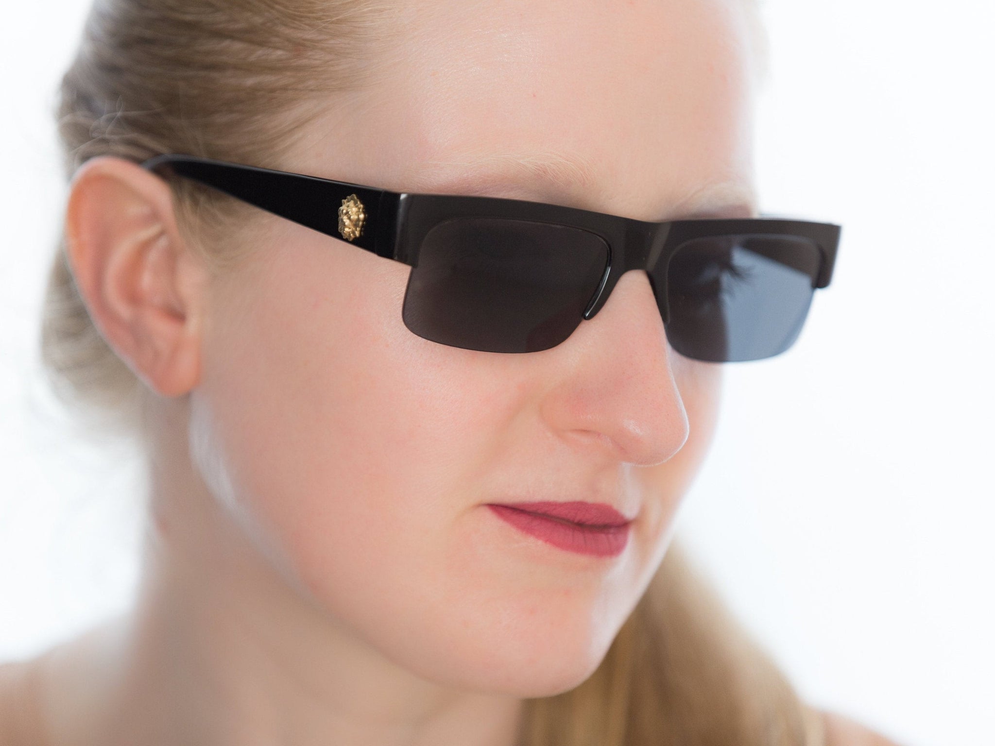 1990s VERSUS VERSACE vintage sunglasses black rectangle E15  display picture 3