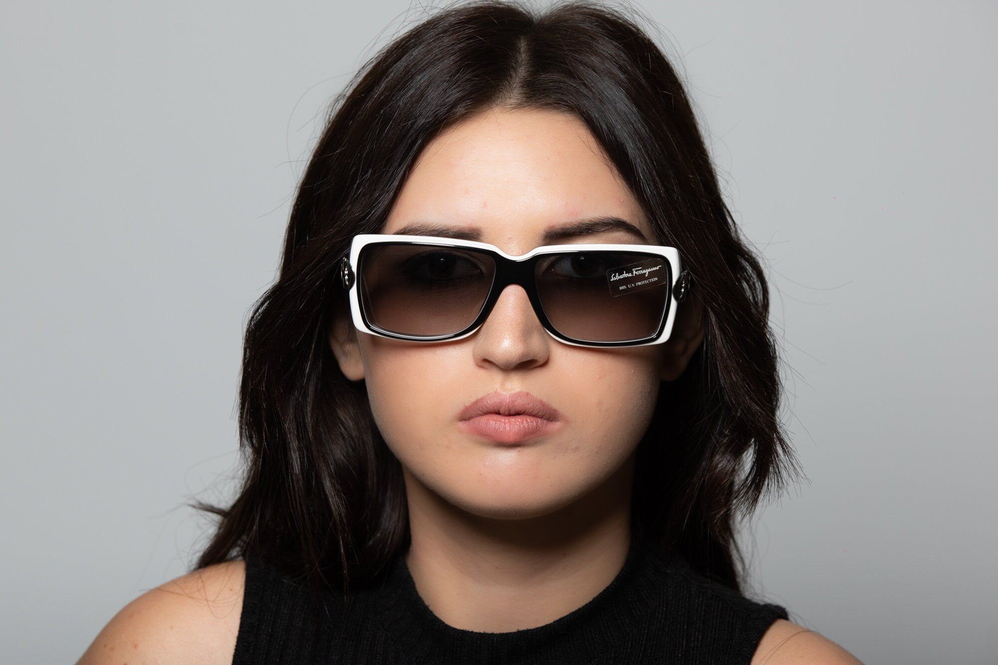 Ferragamo 1136 Sunglassess, 2000s Shield Frame with Gradient Blue Lens Ferragamo Vintage Eyewear – Lipari Vintage Eyewear main image 2